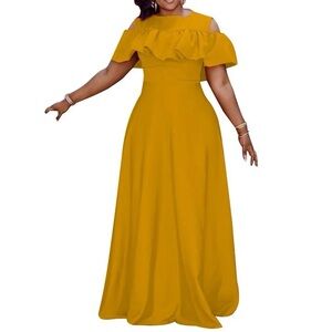 Maxi Yellow Women’s Long Dress Size S Regular